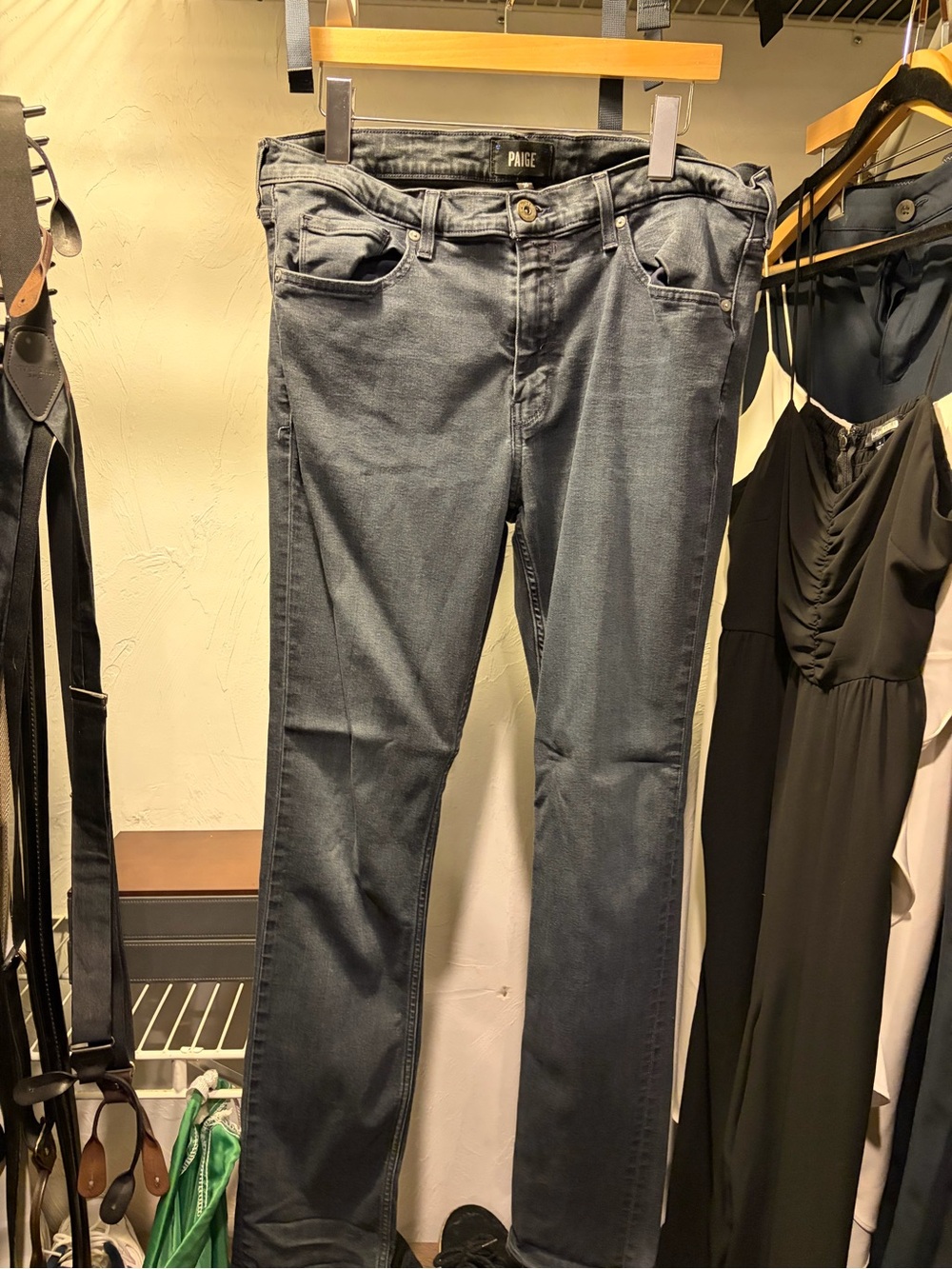 PAIGE Gray Straight-Leg Jeans